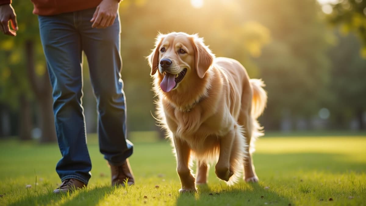 Dog practicing with a handler outdoors
